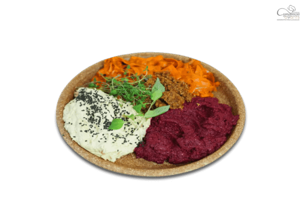 Talerz past wegańskich hummus, pesto, tapenada z pieczywem 1kg
