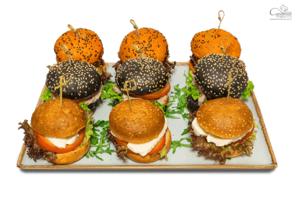 Mini burgery kolorowe 3 rodzaje – 30 sztuk